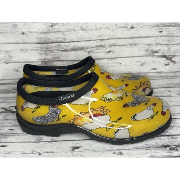 Sloggers Chicken Yellow Waterproof Slip On Garden Rain Clog Shoes Size Womens 6 - Picture 1 of 11